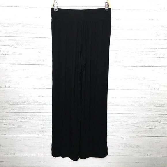 NEW Belle by Kim Gravel Black Wide Leg Pants Stretch Knit Lightweight Flowy XS - Picture 4 of 12